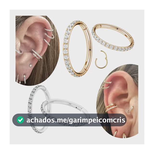 Piercing Titânio Antialérgico Argola Click Cravejada 6-12mm