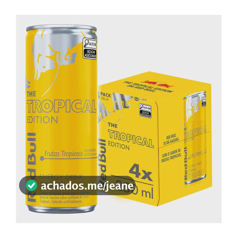 Red Bull Energético, Tropical, 250ml, 4 latas
