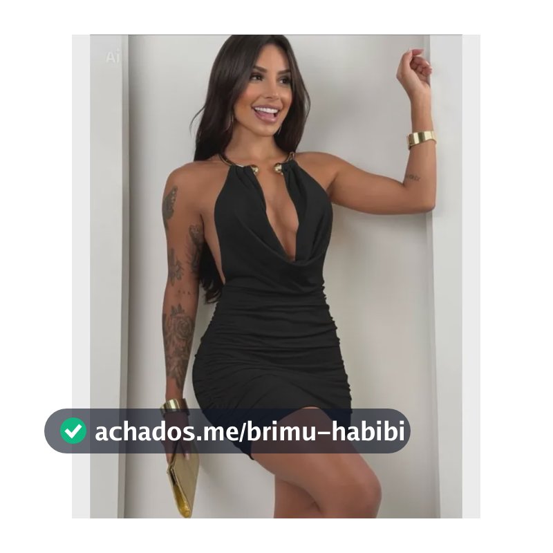 Vestido Tubinho Drapeado Decote Com Argola Dourada Festa Lux Preto M (38)