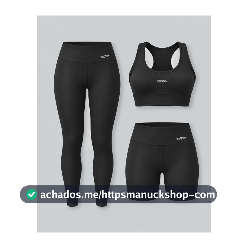 Kit Conjunto Feminino Fitness Top Nadador + Legging + Short Preto Gg