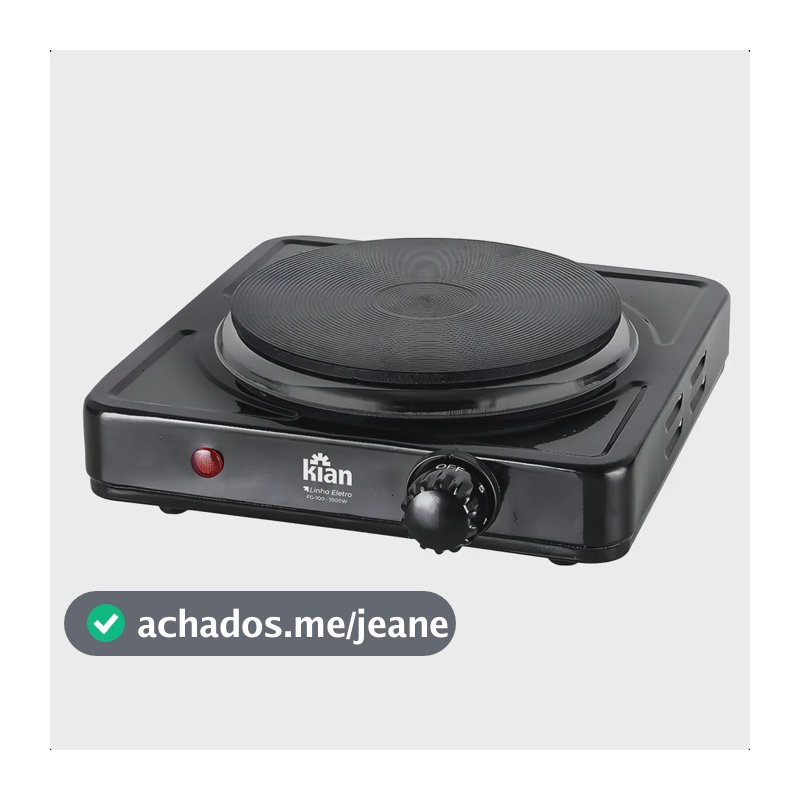 Fogão Elétrico Kian FG-100 de 1 Boca Preto, Portátil para Viagem e Acampamento