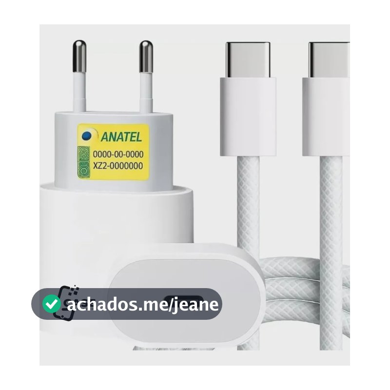 Carregador Turbo 30w Usb-c Com Cabo Tipo C 1 Metro. Fonte Bivolt 110v/220v, Carregamento Rápido Fast Charge, Ideal Para Celular Android, Compatível Com iPhone, Tablet E Notebook
