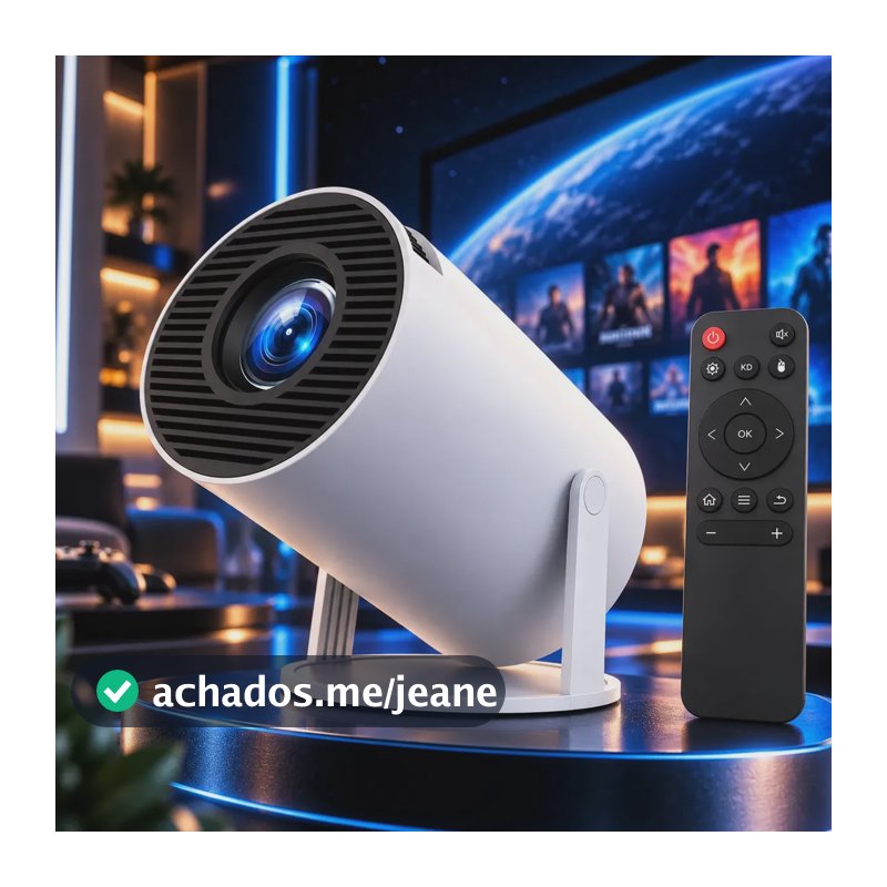Projetor Portátil HY300 Mini 4K Compatível Android 11 Wi-Fi 5G Bluetooth Smart Portátil Rotação 180° Tela Grande para Filmes Séries Jogos Aulas e Apresentações Home Theater Cinema - Hardline