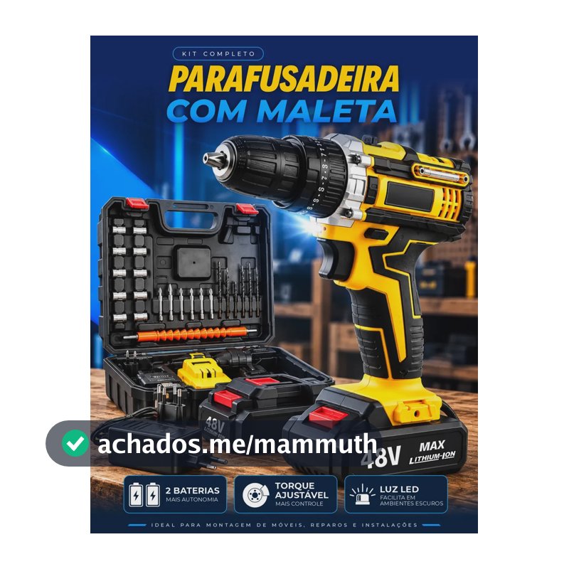 Parafusadeira Furadeira C/ 2 Baterias Maleta Kit Completo Led Eixo Flexível Vários Níveis Torque Simake