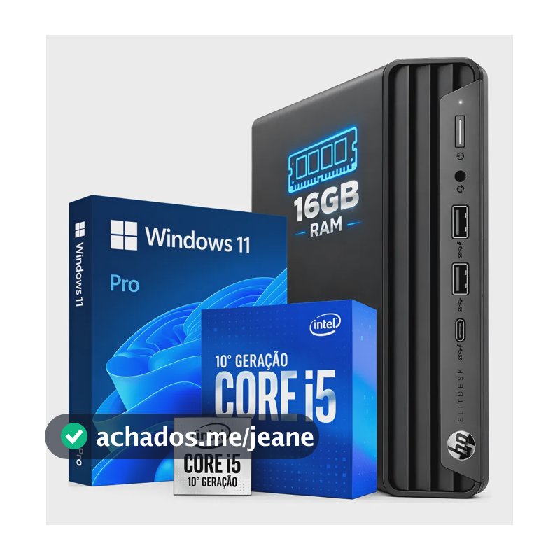 Mini Pc Cpu Hp I5 10° Geração 16gb Ram 256gb Ssd Win11 127/220v