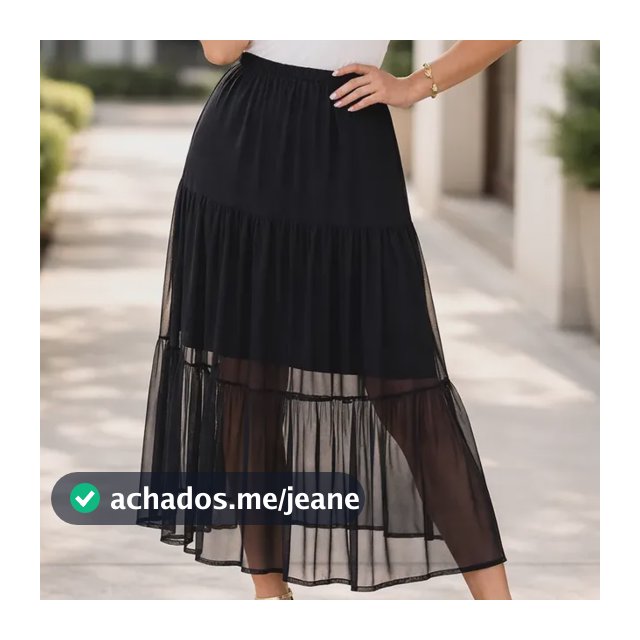 Saia Tule Longa Camadas Festa Moda Feminina Evangélica Luxo