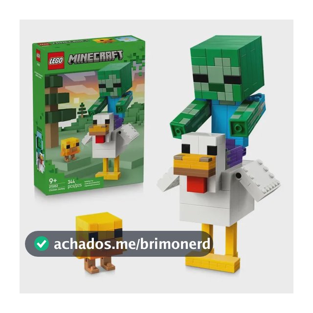 LEGO Minecraft Jóquei de Galinha 21582; Conjunto de construção com 3 personagens em grande escala; Brinquedo para montar; Presente para o Dia das crianças; 9+