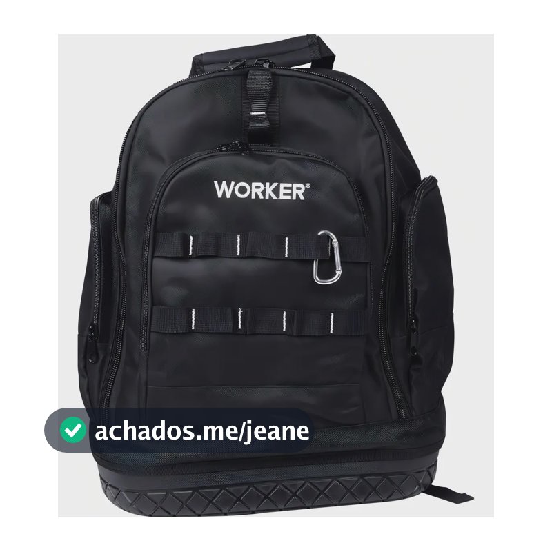 Mochila Para Ferramentas Worker 931144 Reforçada Preta Poliéster Preto