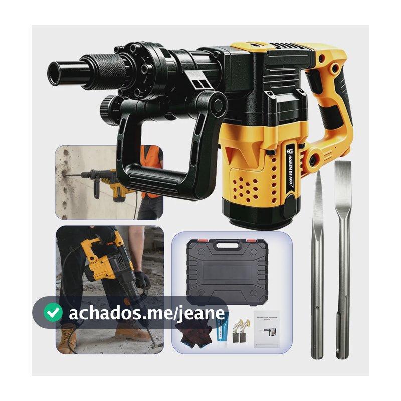 Kit V2 Martelete Rotativo Rompedor 3000w 10kg Sds Plus Amarelo 220v
