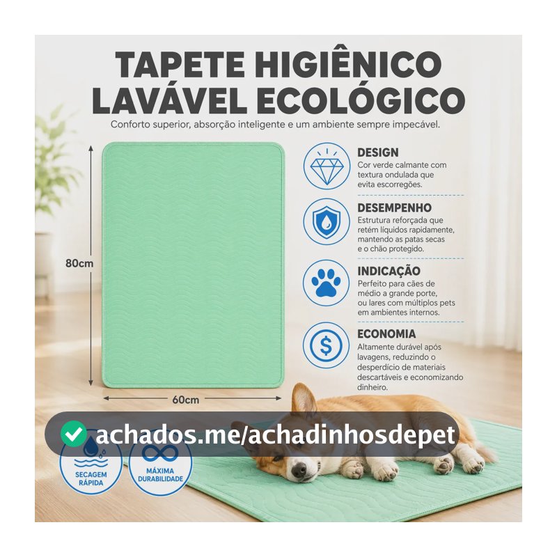 Tapete Higiênico New Pet Lavável para Cães 80x60cm, Reutilizável e com Design Moderno