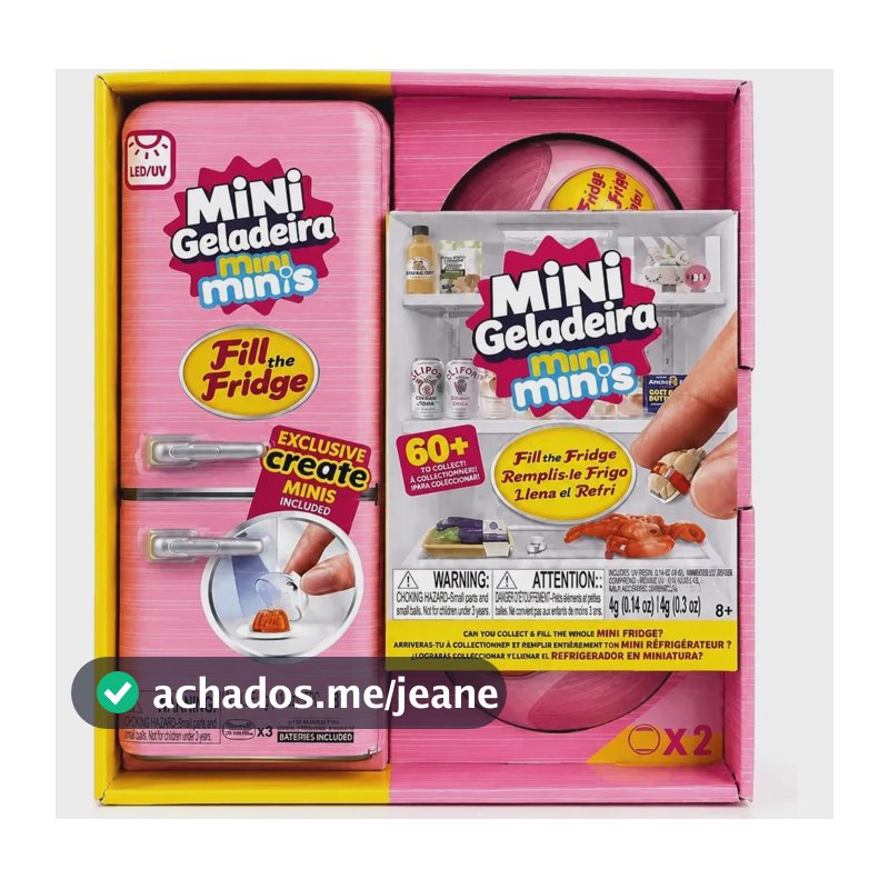 Mini Geladeira De Brinquedo Com 2 Bolas Surpresa Rosa