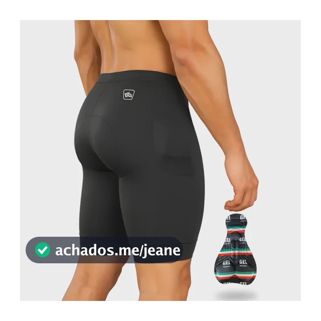 Short Ciclismo Com Bolso Homem Gel Bermuda Bike Poliéster