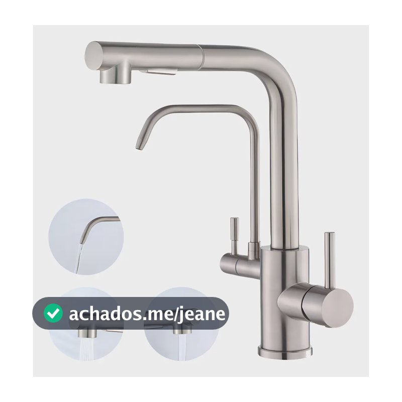 Torneira Misturador Gourmet Pia Cozinha Bancada P/filtro Extensível Escovado Yesop
