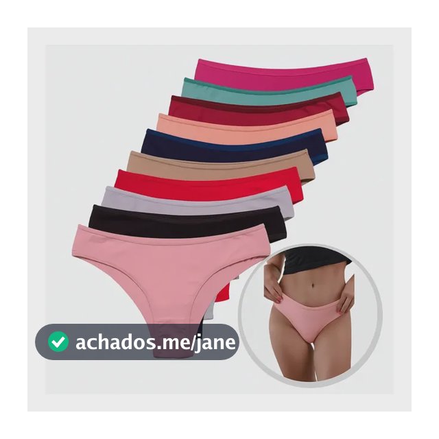 Kit 10 Calcinhas Algodão Tanga Lisa Conforto Basica Feminina