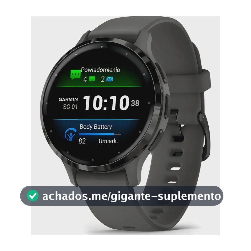 Smartwatch Garmin Venu 3s , Caixa 41mm, Tela AMOLED 1.2", Pulseira Silicone Grafite, GPS, NFC, Wi-Fi.