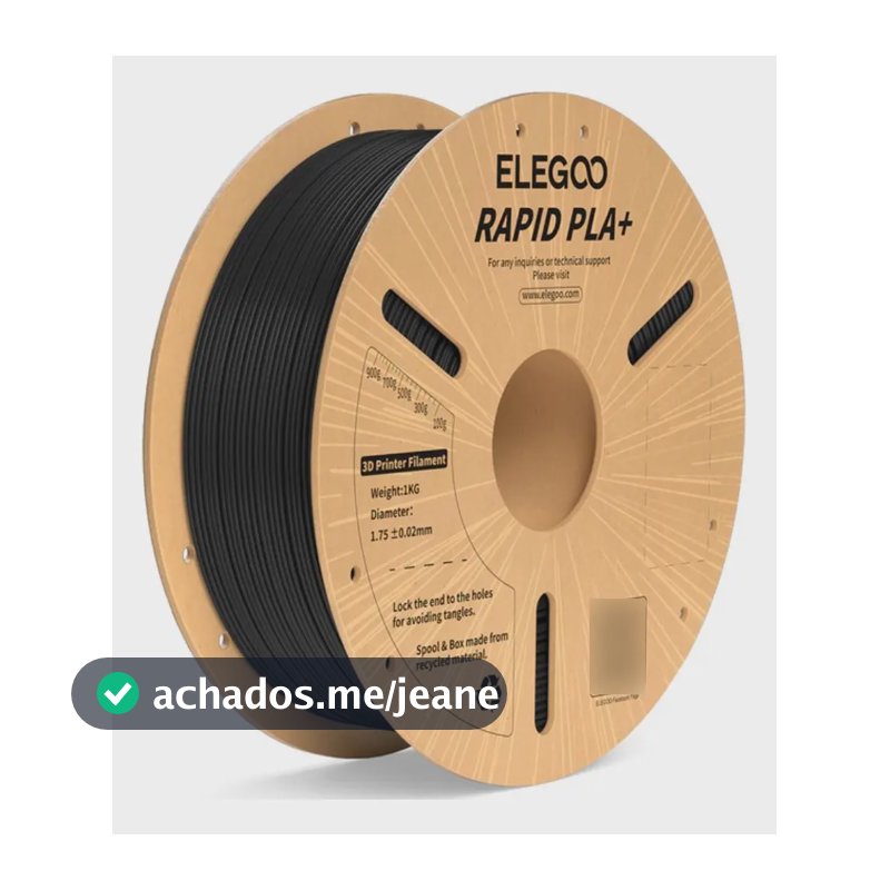 Filamento PLA Elegoo Rapid Preto 1.75mm 1kg Impressão 3D
