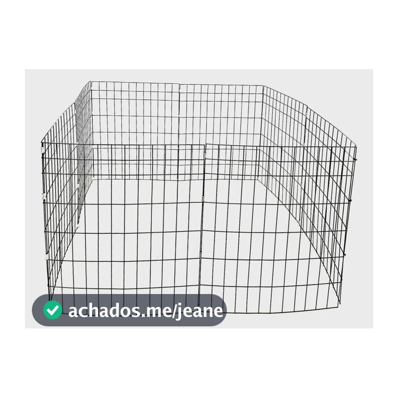 Cercadinho Móvel Pet Cachorro Gato 8 Telas Área 100x100cm Preto