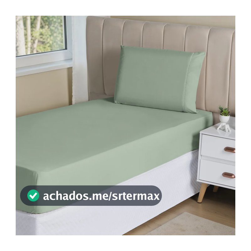 Jogo Lençol 2 Peças Solteiro Hipercal 400 Fios Leve Luxo Cor Verde Desenho do tecido Liso