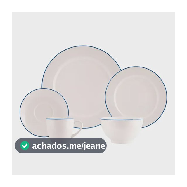 Jogo De Jantar 20 Peças Filete Porcelana Real By Schmidt Cor Azul
