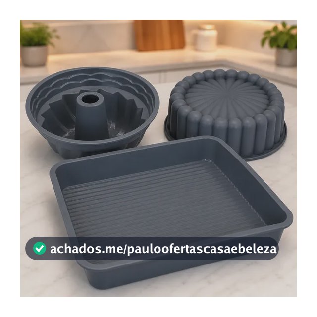 Jogo 3 Assadeiras Silicone Air Fryer Forno Freezer Bolo Pães Cinza-escuro