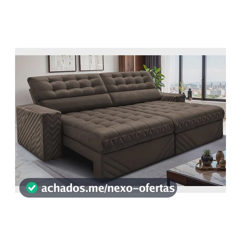 Sofá Retrátil E Reclinável 2,70m Molas Ensacadas Max Spring Café Liso