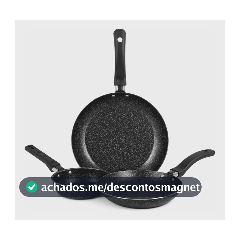 Jogo De Frigideiras Francesas 3 Peças 14 18 24cm Preto Nacio