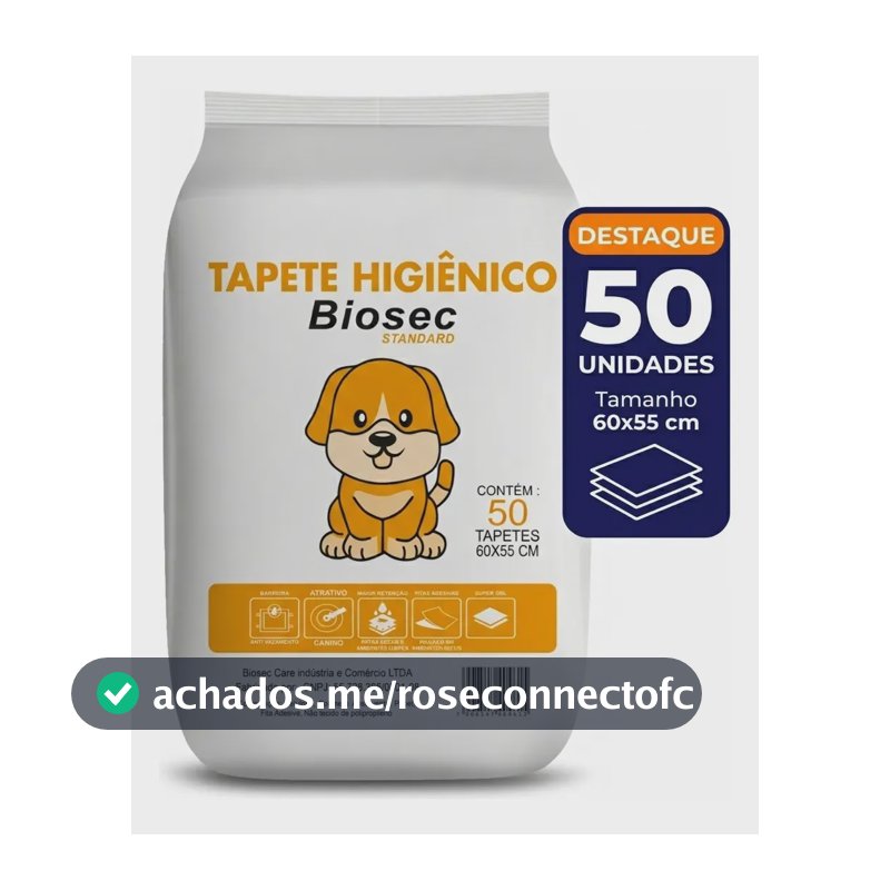 Tapete Higiênico para Cachorro 50 Unidades 60x55cm com Gel Absorvente Fralda Manta Pet Cão Com Fitas Adesivas Anti Odor Atrativo Canino