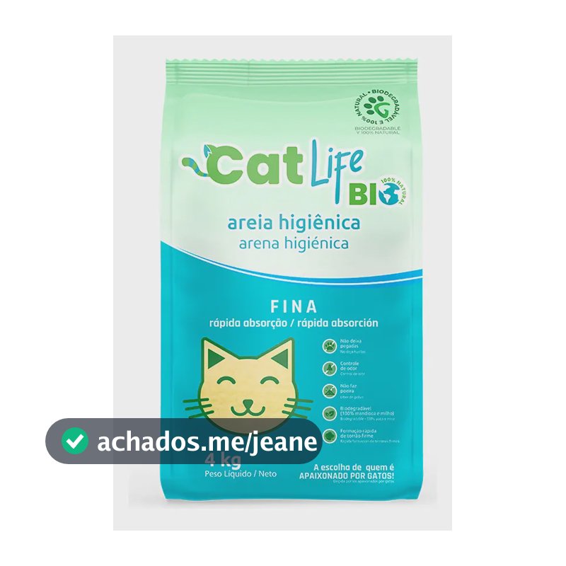 Areia Biodegradável Cat Life Bio Fina 4 Kg - Absorção Rápida full