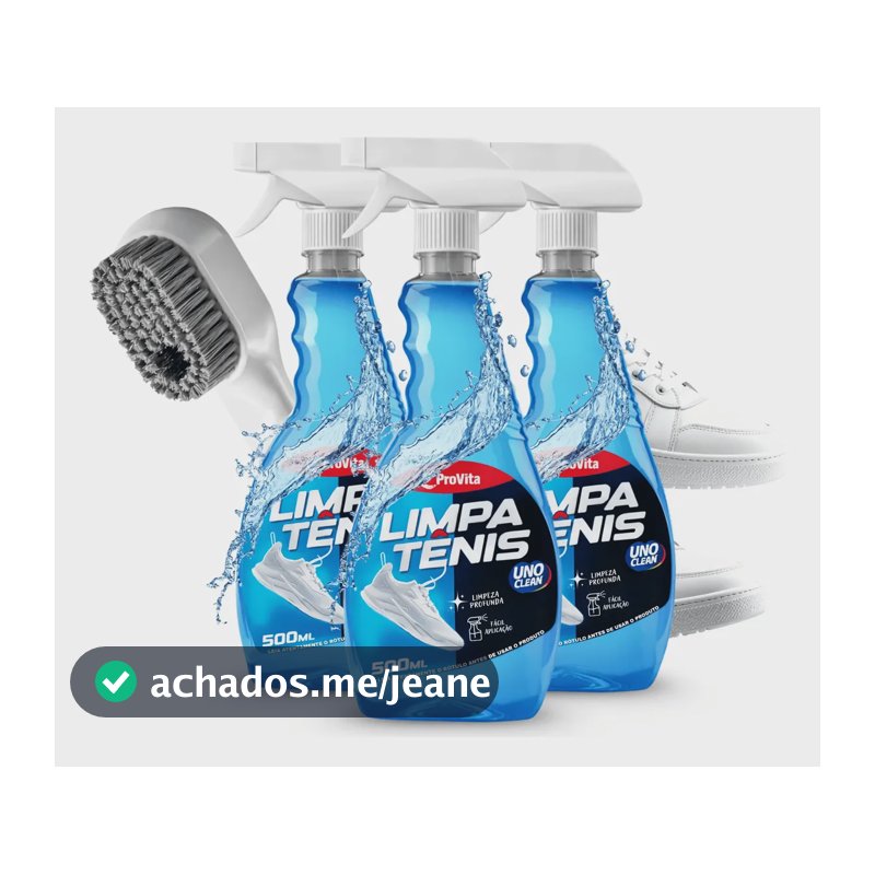 3 Limpa Tênis Spray Provita 500ml + Escova Limpeza Profunda Azul