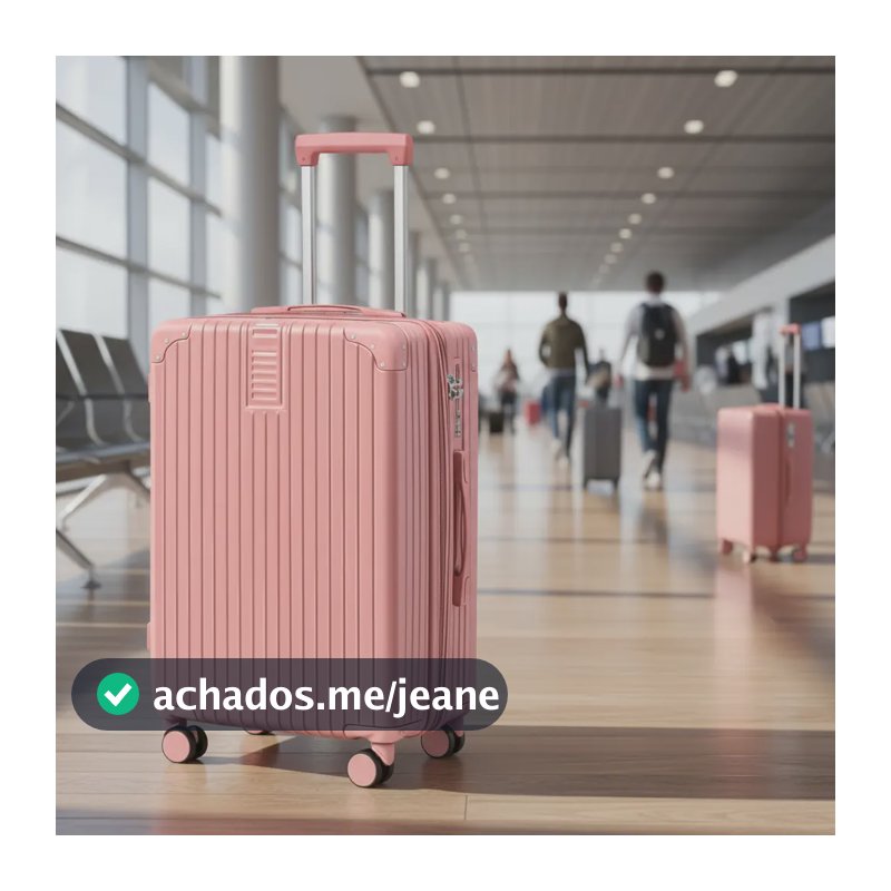 Mala De Viagem 10kg Roda Dupla Removivel 360o Ziper Expansor Rosa Listras