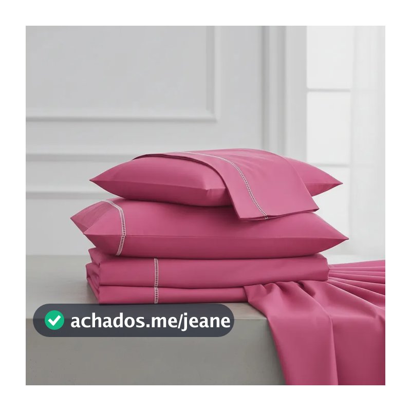 Jogo De Lencol Casal Ponto Palito 400 Fios 3 Pçs C/ Elástico Cor Pink Desenho do tecido Liso