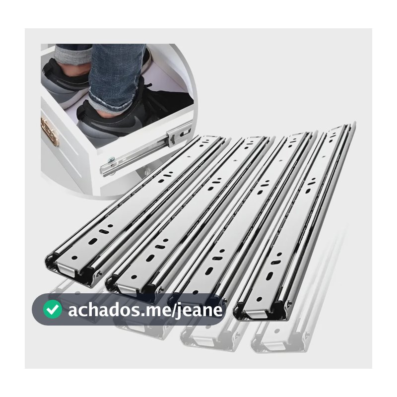 8 Corrediça Telescópica 30cm 4 Par Reforçada Trilho - 30kg Prateado