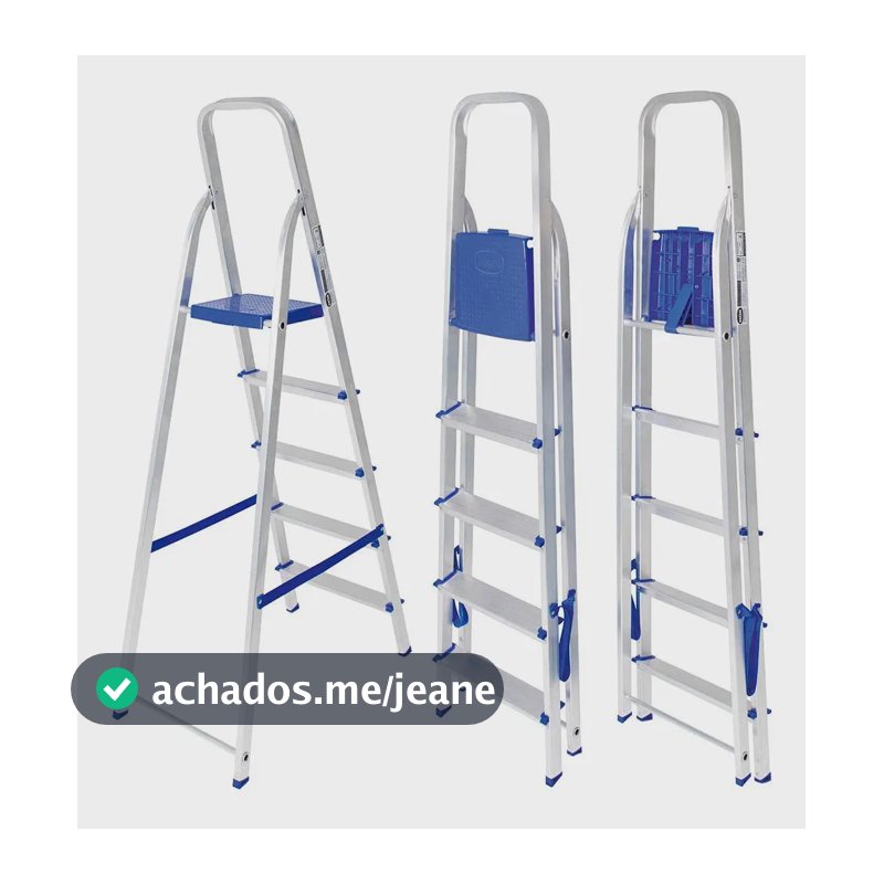 Escada Aluminio 5 Degraus Prateado Prateado