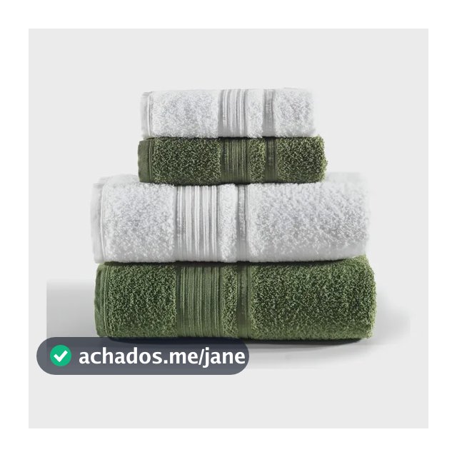 Jogo De Toalhas Tóquio Banho 4 Peças Branco E Verde Deep Olive Lisa Altenburg