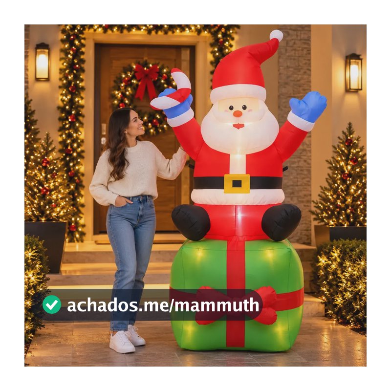 Papai Noel Inflável Sentado 1,80m Iluminado Decoração Natal