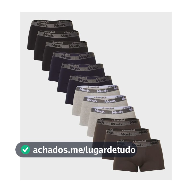 Kit 12 Cuecas Boxer Algodão Mash St00 Gg