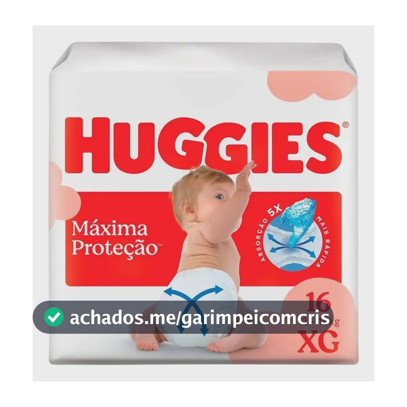 Huggies Fralda Descartável Máxima Proteção XG - 16 Un