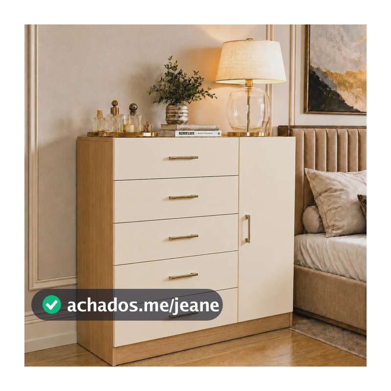 Cômoda Para Quarto 1 Porta 5 Gavetas Miami Gdwt Cinamomo/off White