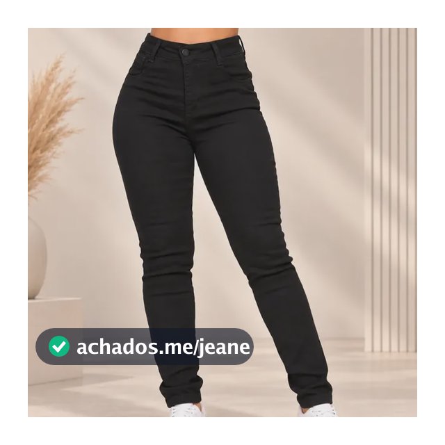 Calça Jeans Feminina Cintura Alta Skinny Empina Bumbum Preta