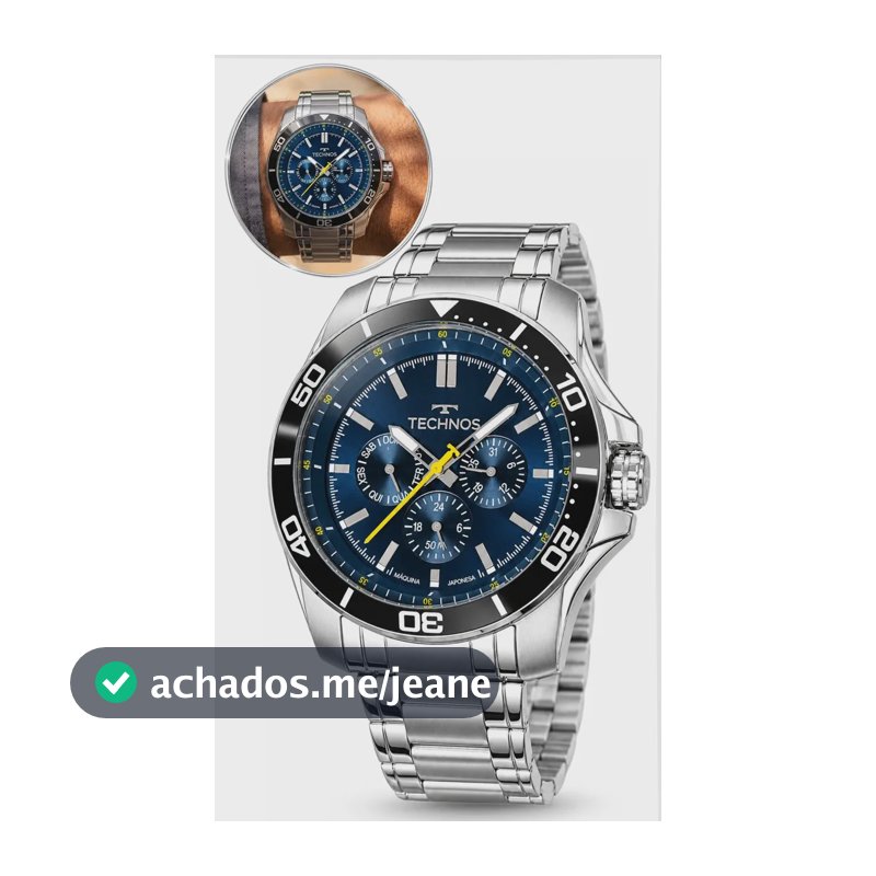 Relógio Technos Masculino Multifunção Azul 50m Aço Inoxidável