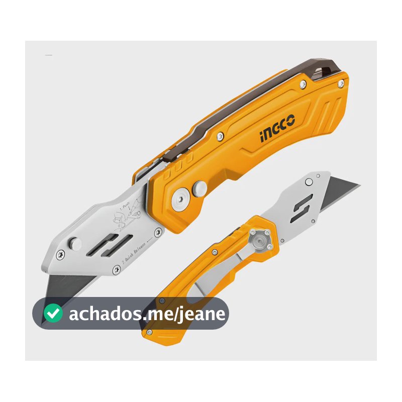 Estilete Trapezoidal Dobrável 19mm 6 Laminas Huk6288 Ingco