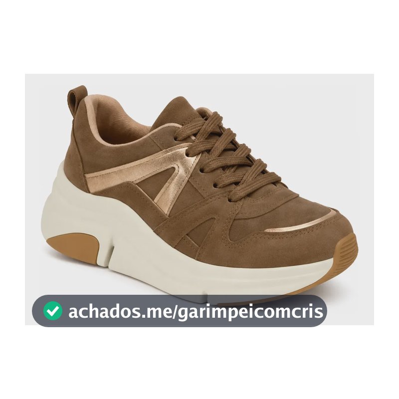 Tênis Feminino Plataforma Modare Conforto Diário Castanho/dourado 34 Br