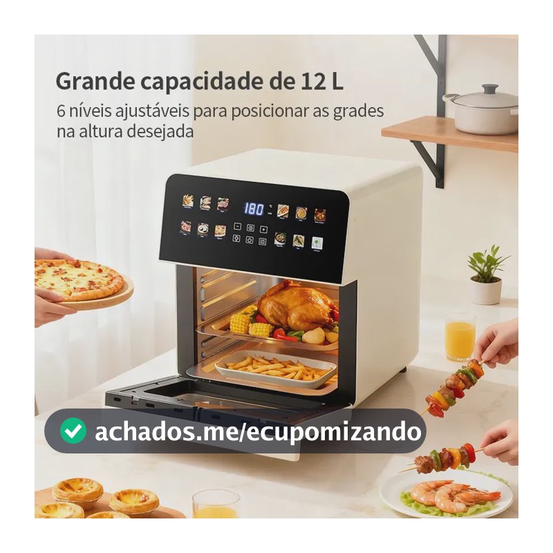 Forno Air Fryer Gaabor de 12L com Painel Touch e 12 Funções