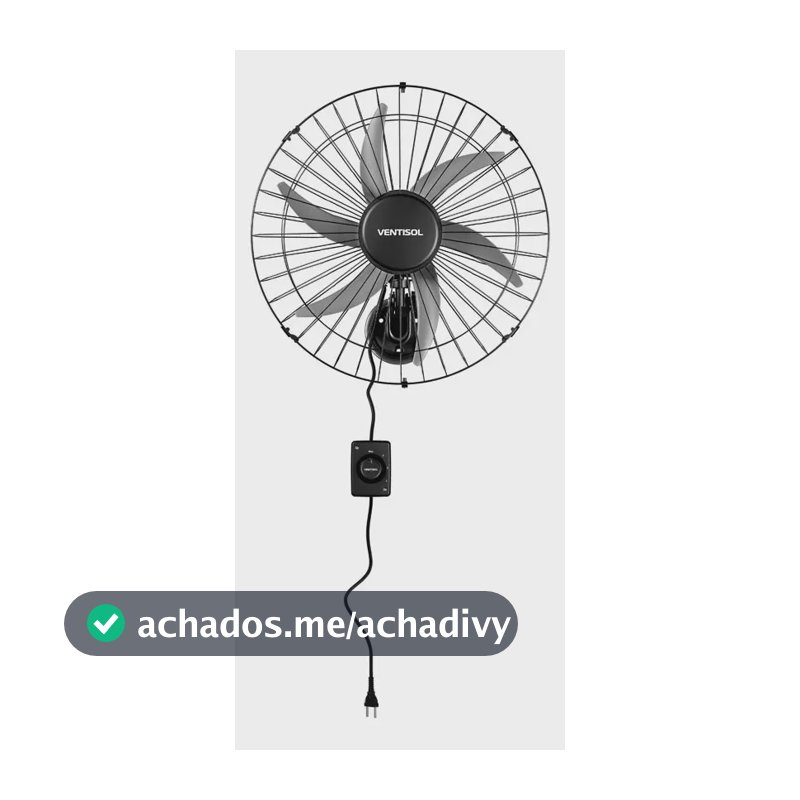 Ventilador oscilante de parede ventisol Steel 6 pás 50cm preto