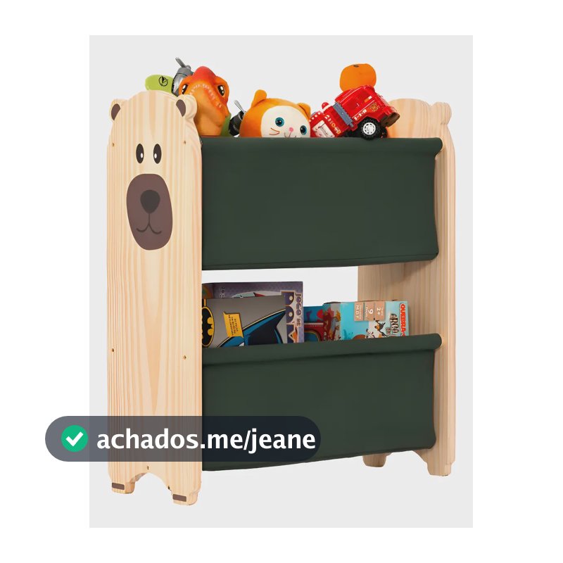 Rack Organizador, Guarda Brinquedos E Livros Urso Montessori Verde-escuro