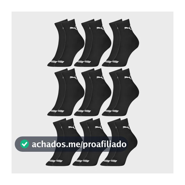 Kit 9 Pares Meias Puma Cano Médio Adulto Algodão Original