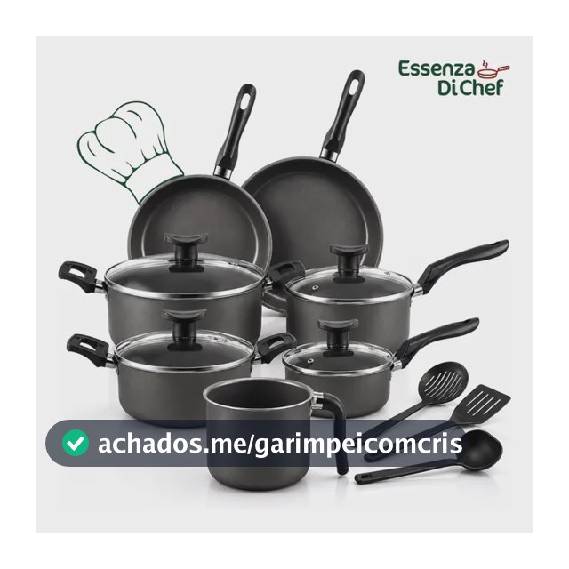 Conjunto Panelas Antiaderente 10 Peças Teflon Várias Cores Preto