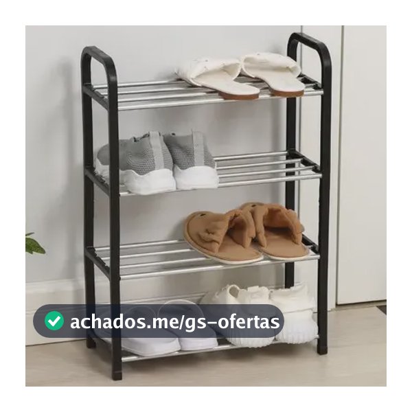 Sapateira Organizador Estante Sapateira 8 Pares Preto Plástico Aço