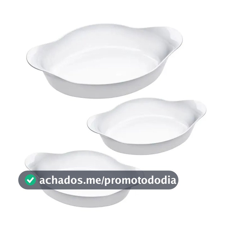 Marinex Conjunto de Assadeiras Oval Opaline 3 Peças Branco