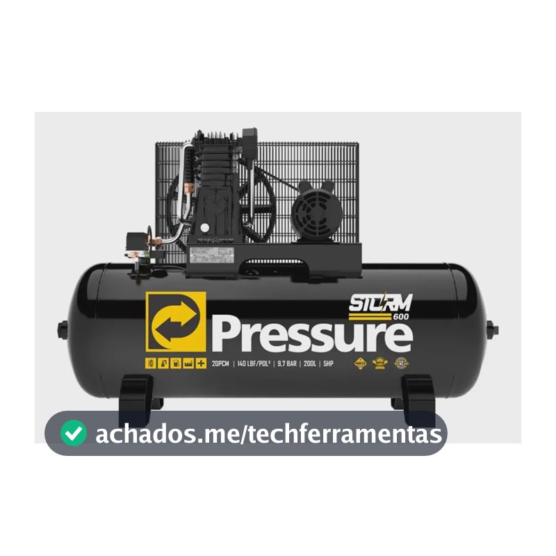 Compressor Ar Pressure Storm 600 5hp 200lt 140psi Cor Preto Fase elétrica Trifásica